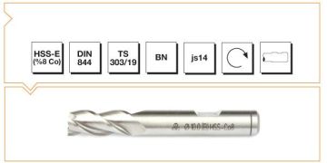 Makine Takım Silindirik Saplı Parmak Freze Kısa Hss-E Dın 844 Bn 18,0X92 Mm