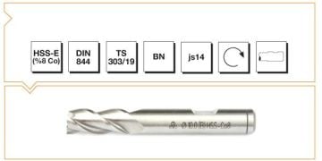 Makine Takım Silindirik Saplı Parmak Freze Kısa Hss-E Dın 844 Bn 20,0X104 Mm