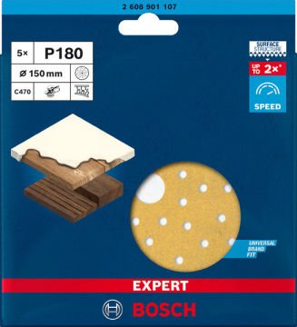 Bosch Zımpara Kağıdı Expert C470 115M  180 Kum 8 Delikli 5 Li Paket (2608901107) - 2608901107