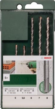 Bosch SDS Plus Kırıcı Delici Uç Set Ø5-8 mm(5 Parça) - 2609255542