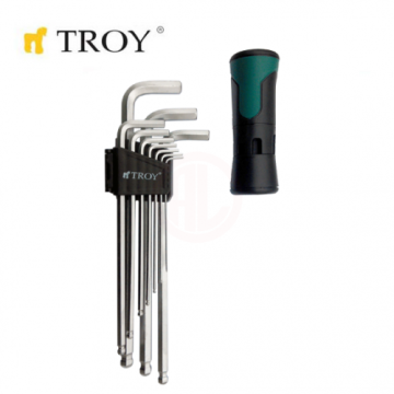 Troy 26202 Allen Anahtar Seti (Bilya başlı, 11 Parça)