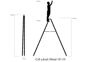 MHT Sky Line Çift Taraflı Metal Merdiven 10+10