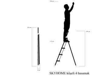 MHT Skyhome Ev Tipi Geniş Basamaklı Köşeli Merdiven 4 Basamaklı