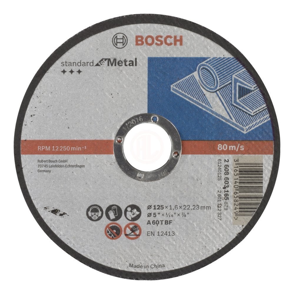 Bosch Kesme Diski Standard For Metal Düz 125x22,23x1,6 mm (A 60 T BF) - 2608603165