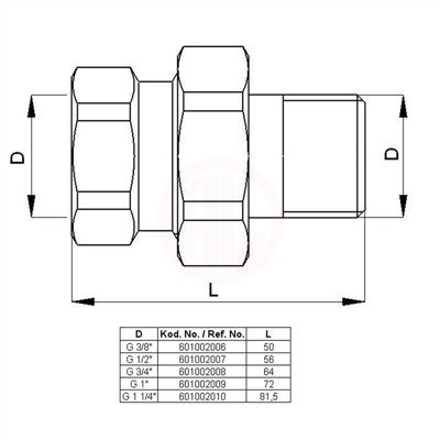 Eca Düz Rakor G 1/2 İnç - 601002007