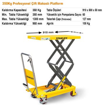 Stanley Profesyonel Çift Makaslı Platform 350 Kg