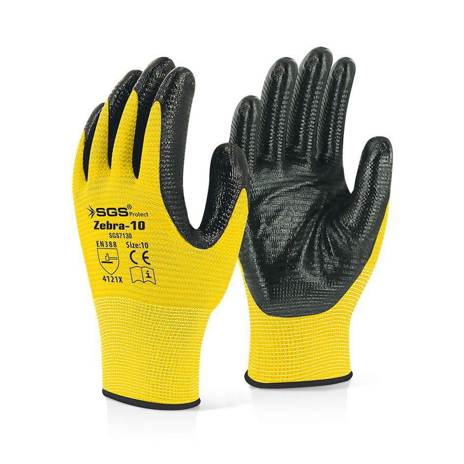 SGS 7130 Nitril Kaplı Örme Eldiven Sarı Zebra-10