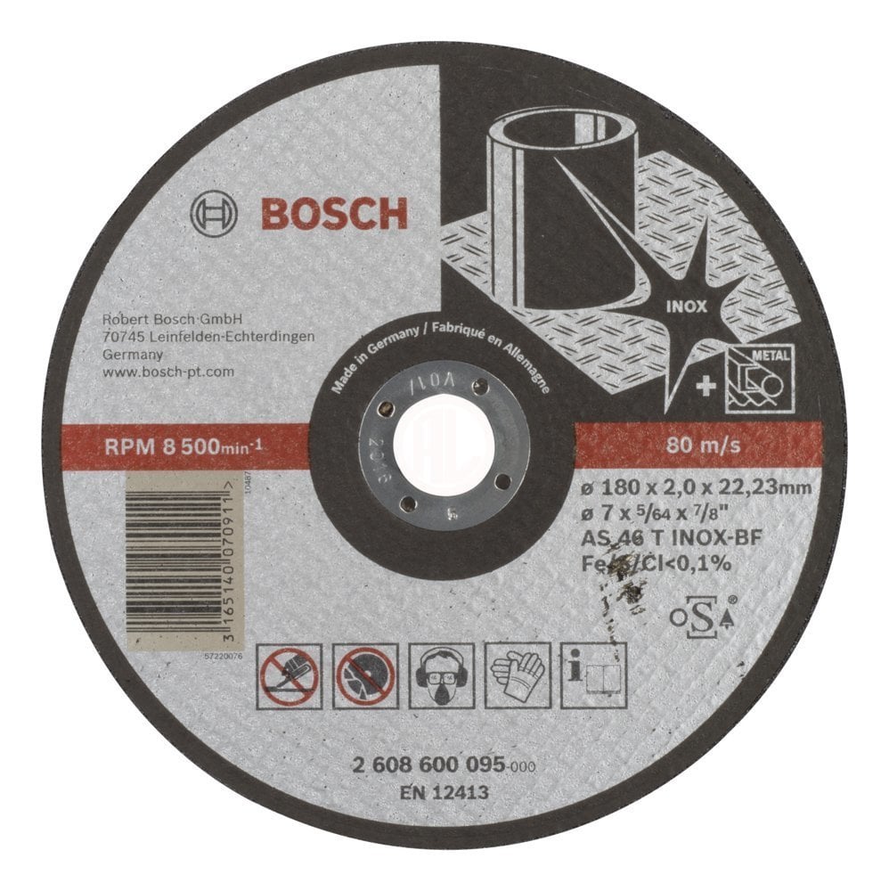 Bosch Paslanmaz Çelik Kesme Diski Expert For Inox Düz 180x22,23x2,0 mm (AS 46 T INOX BF) - 2608600095