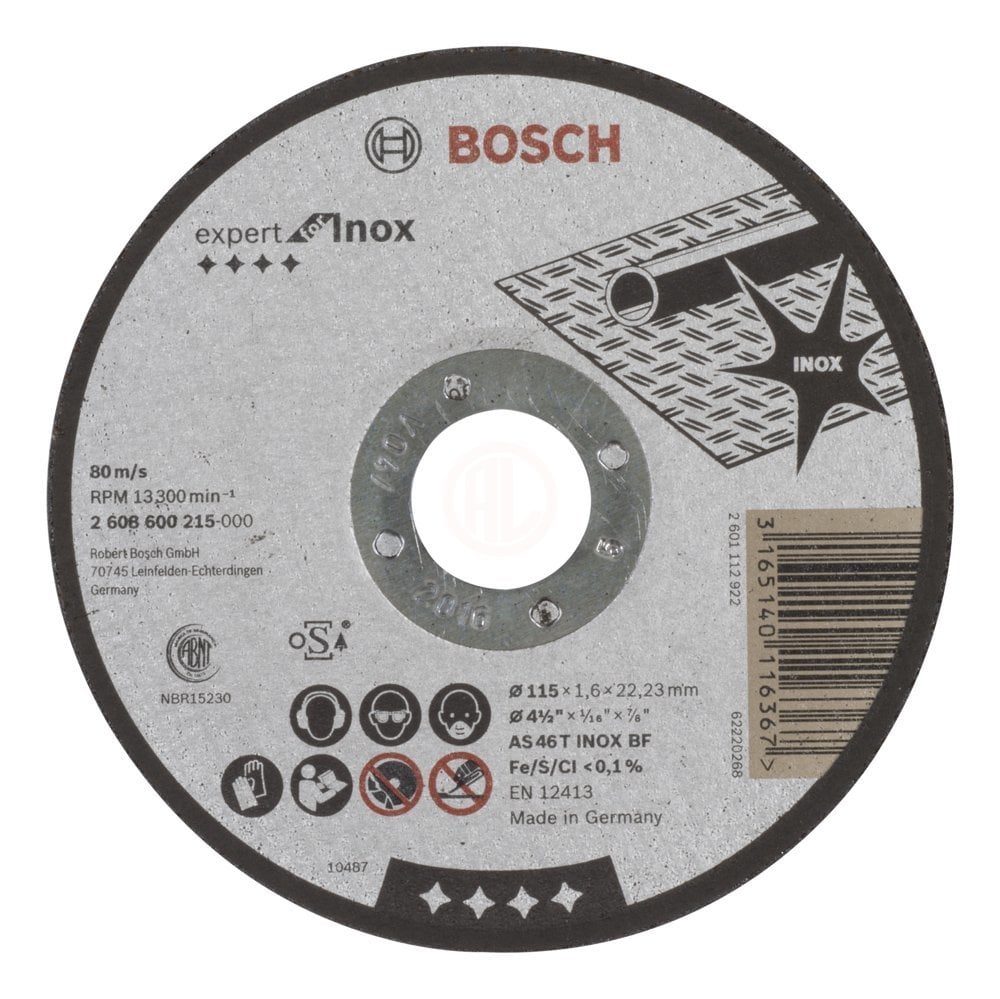Bosch Paslanmaz Çelik Kesme Diski Expert For Inox Düz 115x22,23x1,6 mm (AS 46 T INOX BF) - 2608600215
