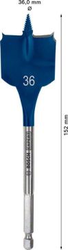 Bosch Ahşap Matkap Uç Expert SCS Yaprak HEX 36x152 mm - 2608900328