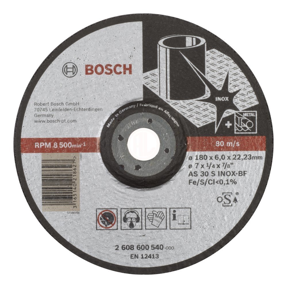 Bosch Paslanmaz Taşlama Diski Expert For Inox Bombeli 180x22,23x6,0 mm (AS 30 S INOX BF) - 2608600540