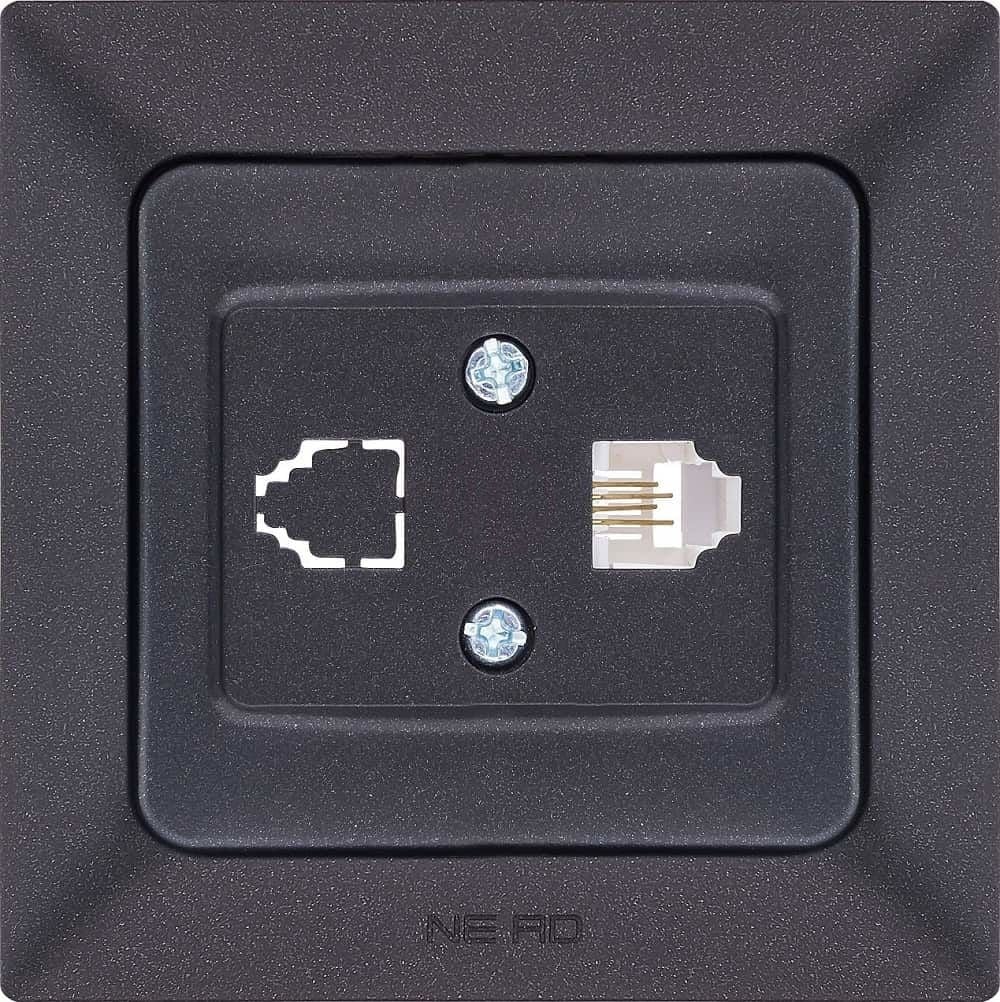 Ne-Ad Aras Metalik İletişim Grubu / Tekli Numeris Telefon Prizi (CAT3) Siyah (Çerçevesiz) - 93-24-11-1