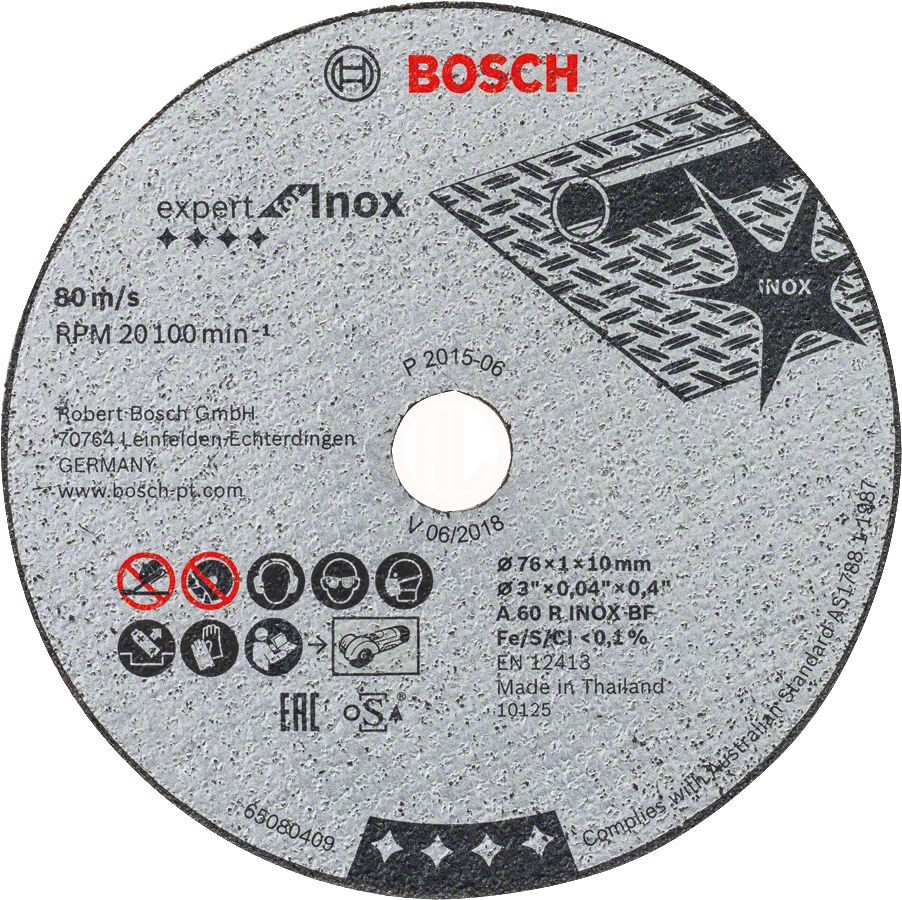 Bosch Paslanmaz Çelik Kesme Diski Expert For Inox Düz 76x10x1,0 mm (A 60 R INOX BF) - 2608601520