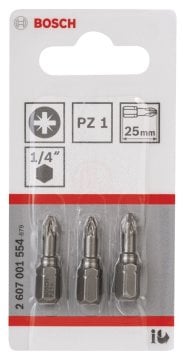 Bosch Vidalama Ucu Extra Hard PZ1x25 mm (3 Adet) - 2607001554