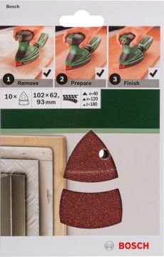Bosch Çok Amaçlı Zımpara Kağıdı 11 Delik 102x62/93 mm Set (10 Parça) - 2609256A67