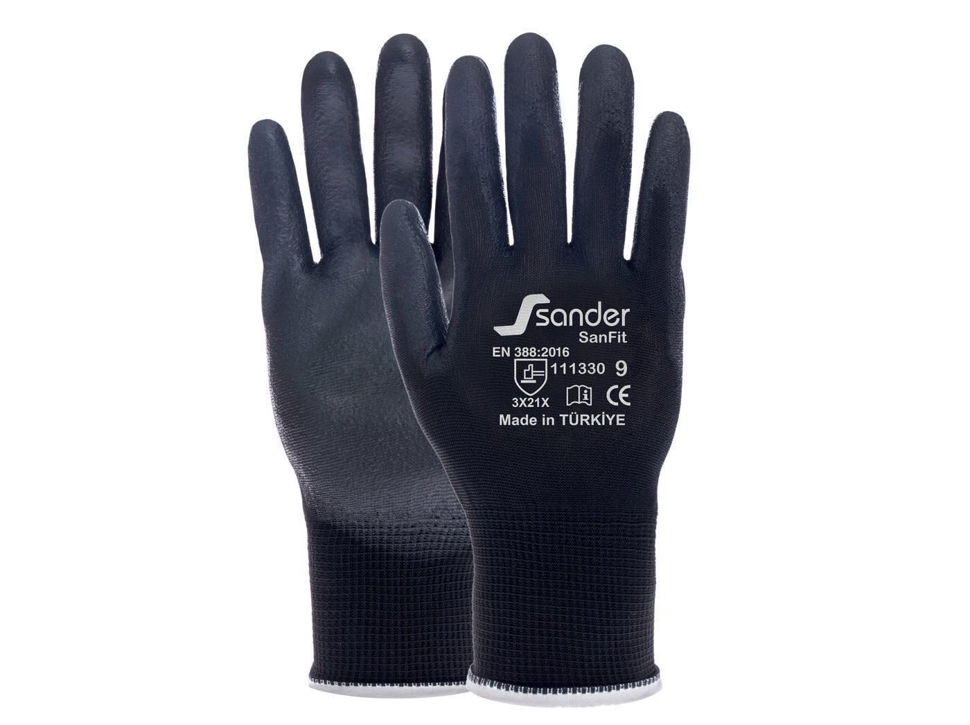 Sander Sanfit Pu Kaplı Hassas Montaj Eldiveni 1/2 Pu Siyah/Siyah No 10