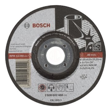 Bosch Paslanmaz Taşlama Diski Expert For Inox Bombeli 125x22,23x6,0 mm (AS 30 S INOX BF) - 2608602488