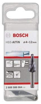 Bosch Spiral Kanallı HSS-AlTiN 5 Kademeli Matkap Ucu Üç Yüzeyli Şaft Ø4-12 mm - 2608588064