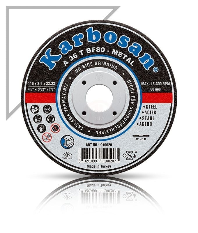 Karbosan Metal Kesme Disk T41 Düz 230x3,0x22,23 mm A 36 T BF80 - KAR910050