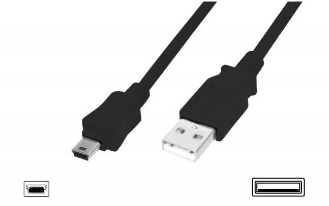 Assmann Usb 2.0 Bağlantı Kablosu, Usb A Erkek - Usb Mini B (5 Pin) Erkek, 1 Mt, Awg 28, Usb 2.0 Uyumlu, Ul, Siyah Renk (Ak-300108-010-S)