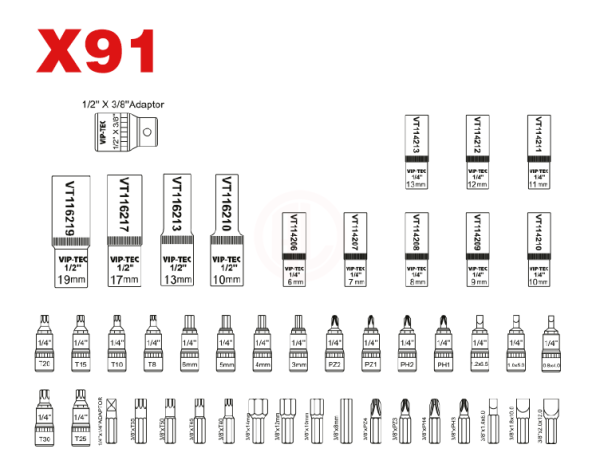 Vip-Tec Detaylı Lokma Takımı 1/2 İnç - 1/4 İnç 89 Parça - VT114189