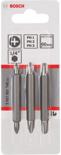 Bosch Vidalama Ucu Çift Taraflı Extra Hard Set PH11/22/33x60 mm (3 Parça) - 2607001748