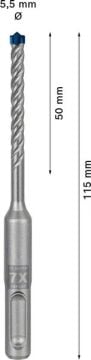 Bosch Kırıcı Delici Uç SDS-Plus-7X Expert 5,5x115 mm (1 Adet) - 2608900065