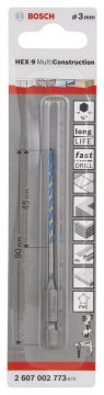 Bosch Çok Amaçlı Matkap Ucu HEX-9 MultiConstruction Altıgen Şaft 3,0x90 mm - 2607002773