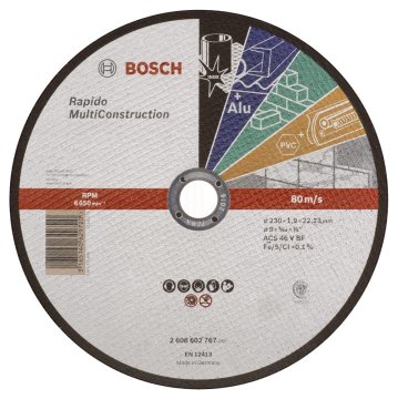 Bosch Çok Amaçlı Kesme Diski Rapido Multi Construction Düz 230x22,23x1,9 mm (ACS 46 V BF) - 2608602767