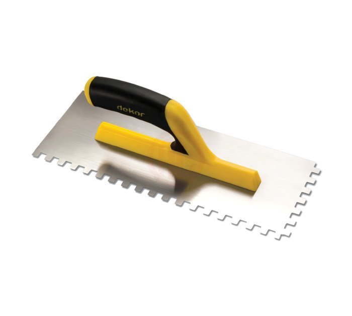 Dekor Hassan Seramik Malası Açık Plastik Saplı Kare Diş 10x10 mm Paslanmaz Çelik 30 Cm