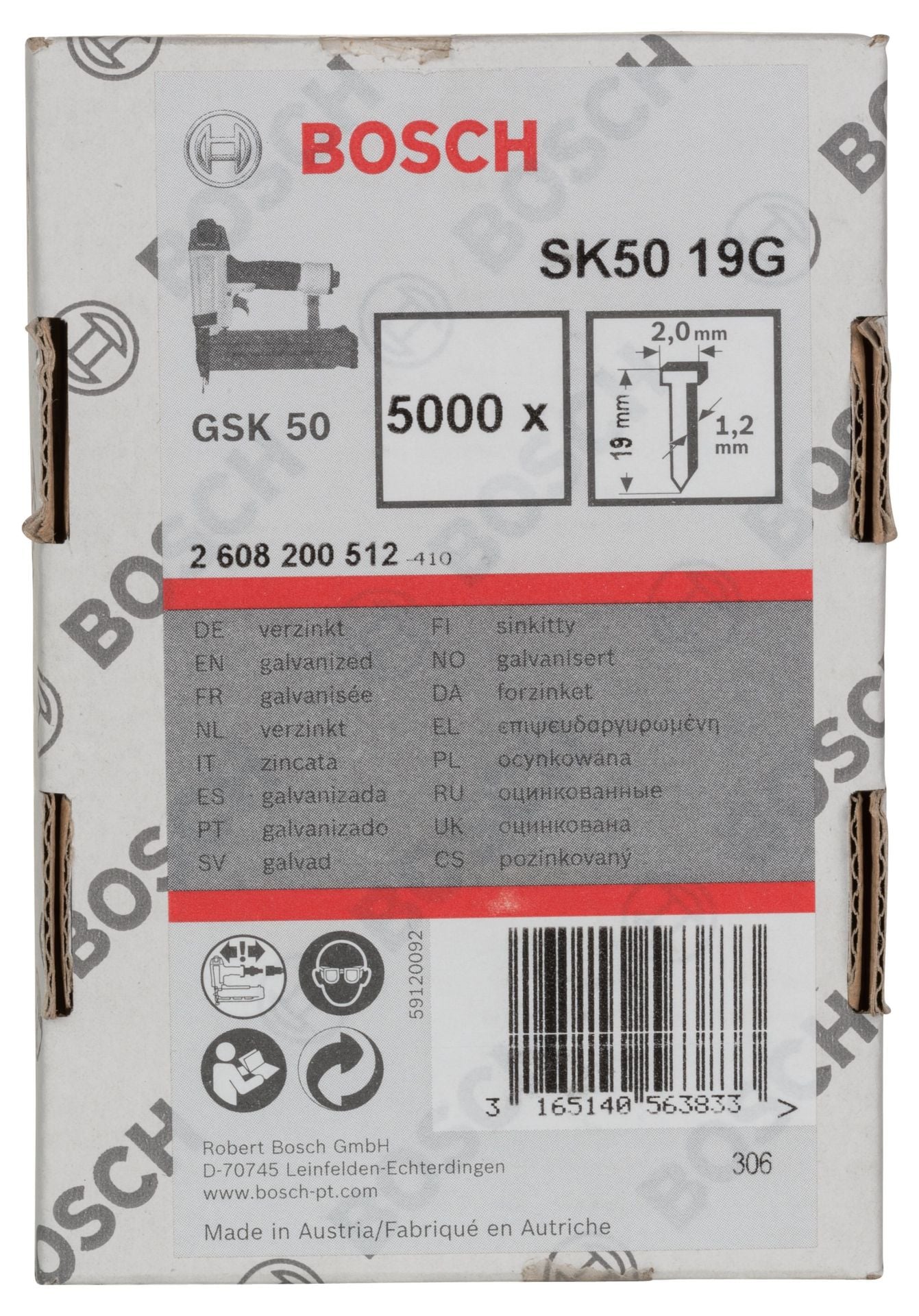Bosch Gsk 50 İçin Havşa Matlı Matris Çivisi 19 Mm 5000