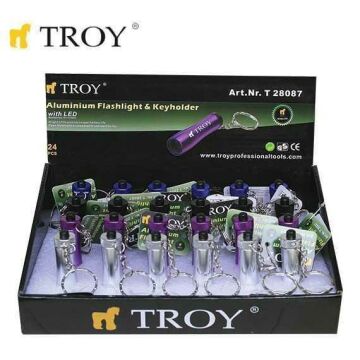 Troy 28087 Mini LED El Feneri ve Anahtarlık (24 Adet, Standlı)