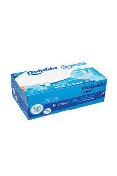 Dolphin Mavi Nitril Eldiven Pudrasız L (1 Paket/100 Adet)