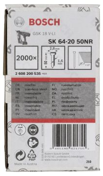 Bosch Gsk 18 V-Li İçin Paslanmaz Başsız Çivi 50 Mm 2000