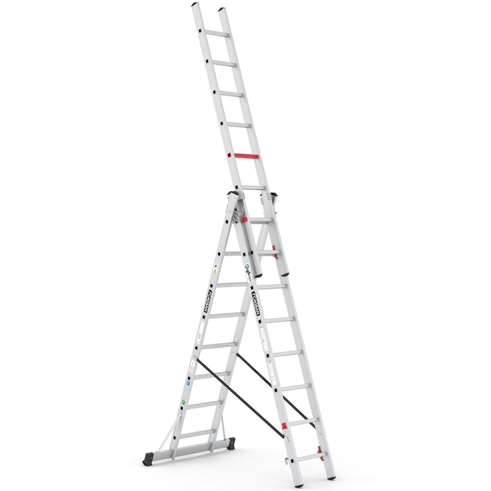 Çağsan Üç Parçalı Çok Amaçlı Alüminyum Merdiven 3x8 Basamaklı - TS175