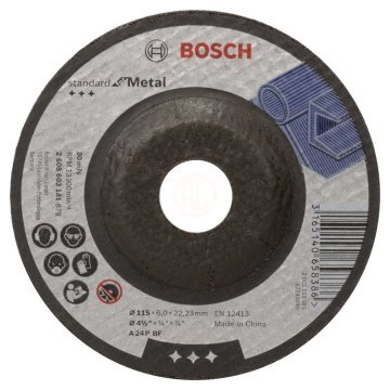 Bosch Taşlama Diski Standard For Metal Bombeli 115x22,23x6,0 mm (A 24 P BF) - 2608603181
