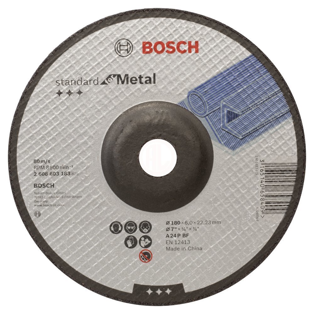 Bosch Taşlama Diski Standard For Metal Bombeli 180x22,23x6,0 mm (A 24 P BF) - 2608603183