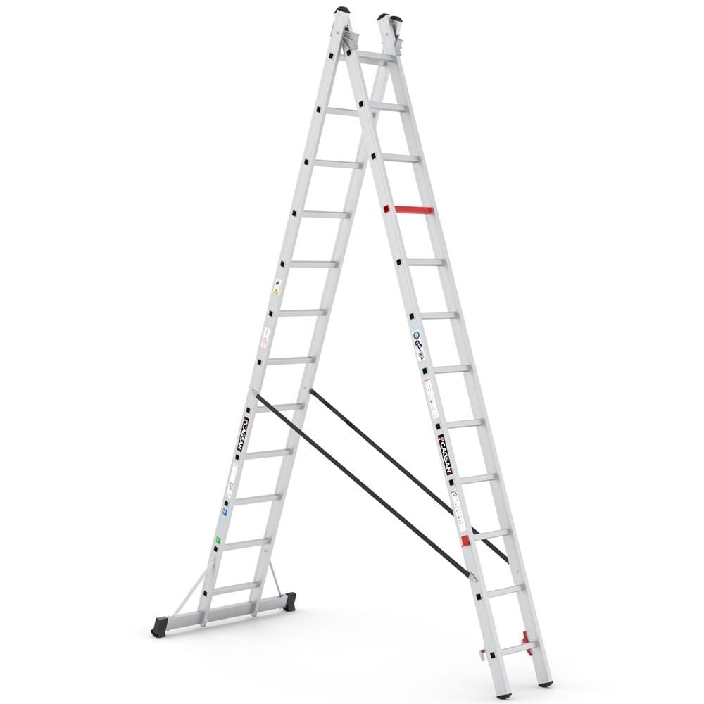 Çağsan İki Parçalı Çok Amaçlı Alüminyum Merdiven 2x12 Basamaklı - TSA7