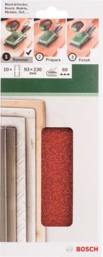 Bosch Titreşimli Zımpara Kağıdı 8 Delik 93x230 mm 60 Kum (10 Adet) - 2609256A95