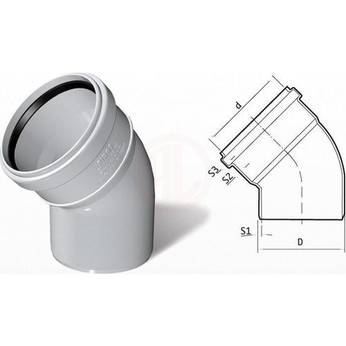 Fırat PVC Dirsek (45° Açık) 50 mm - 7011050045