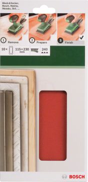 Bosch Titreşimli Zımpara Kağıdı 14 Delik 115x230 mm 240 Kum (10 Adet) - 2609256B24