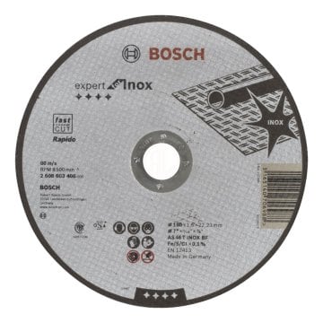 Bosch Paslanmaz Çelik Kesme Diski Expert For Inox Rapido Düz 180x22,23x1,6 mm (AS 46 T INOX BF) - 2608603406
