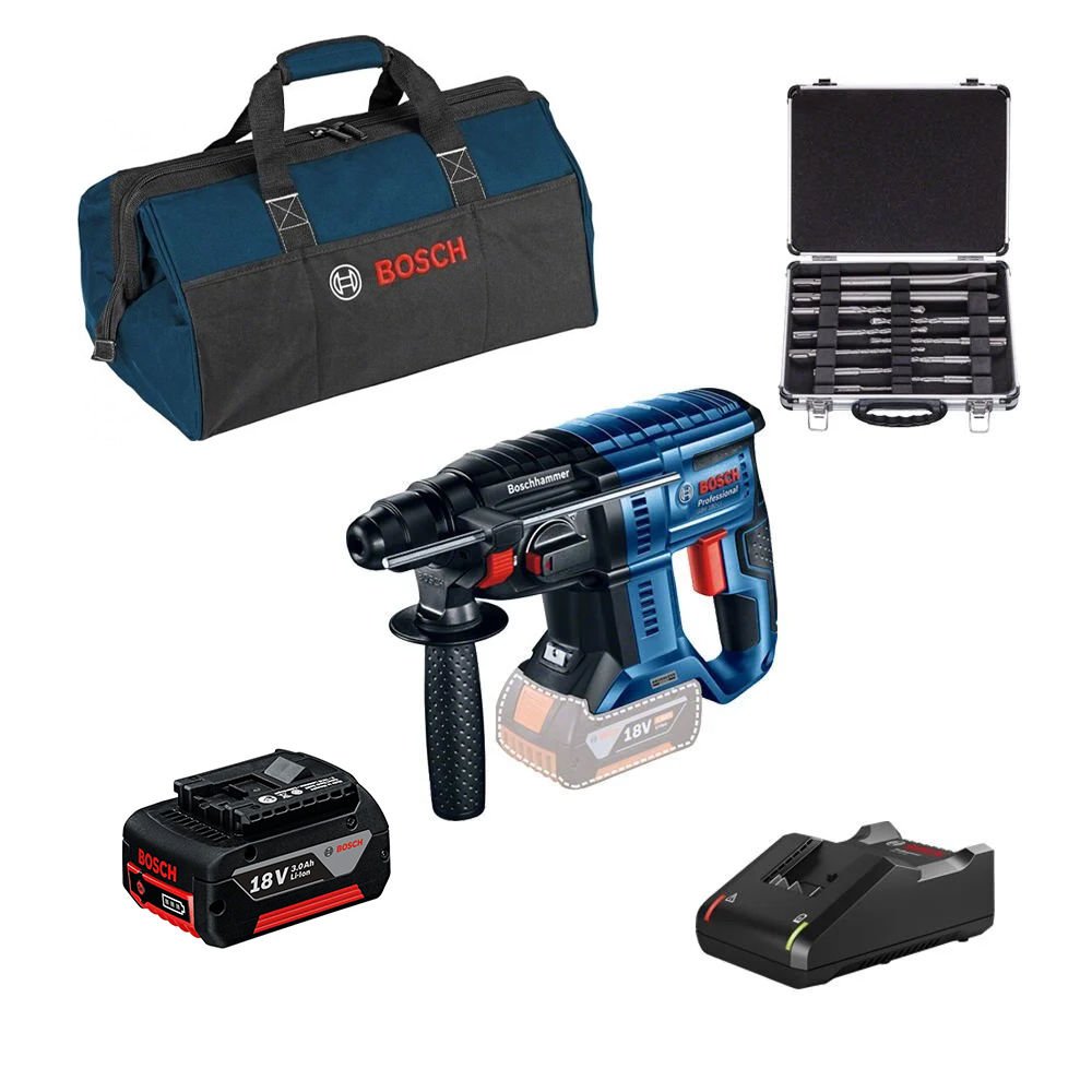 Bosch Akülü Kırıcı Delici Makine SDS Plus GBH 180-LI (Aksesuar Set (11 Parça) + 1 x 3,0 Ah Akü + 18V-40 Şarj Cihazı)