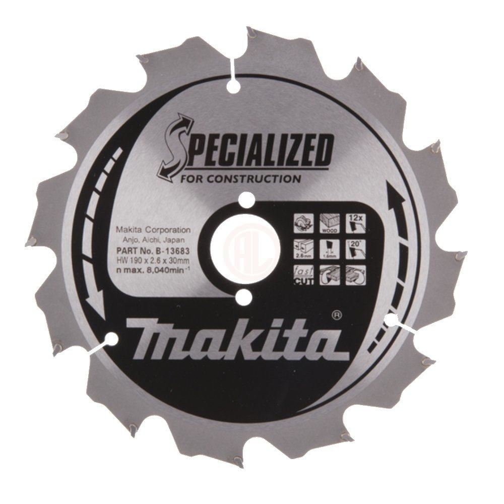 Makita Profesyonel Ahşap Daire Testere 190x30 mm 12 Diş (Çivili Ahşap) (B-13683)