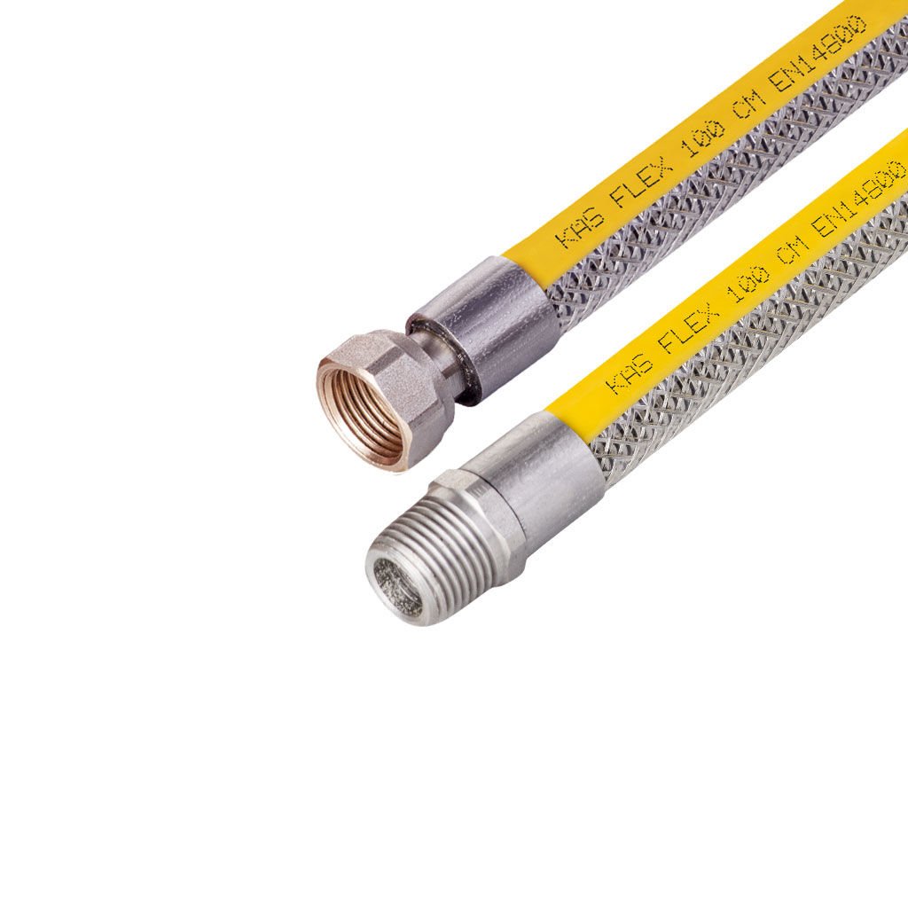 KAS Örgülü Doğalgaz Bağlantı Flexi 1/2 İnç - 1/2 İnç 150 Cm