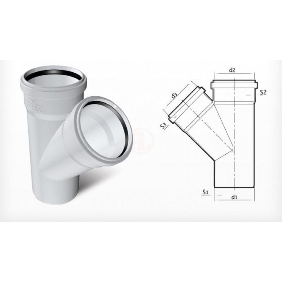 Fırat PVC Tek Çatal (45°) 125/75 mm - 7013125070