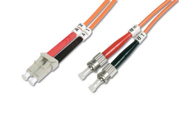 Assmann Digitus Lc-St Fiber Optik Patch Kablo, 1 Mt, Multimode, Duplex, 50/125
