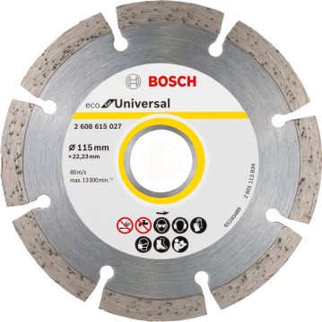 Bosch Elmas Kesme Diski Eco For Universal Segmanlı 115x22,23 mm (10 Adet) - 2608615040