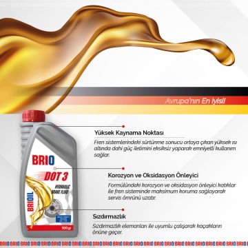 Brio Fren Hidrolik Yağı Dot3 500Ml