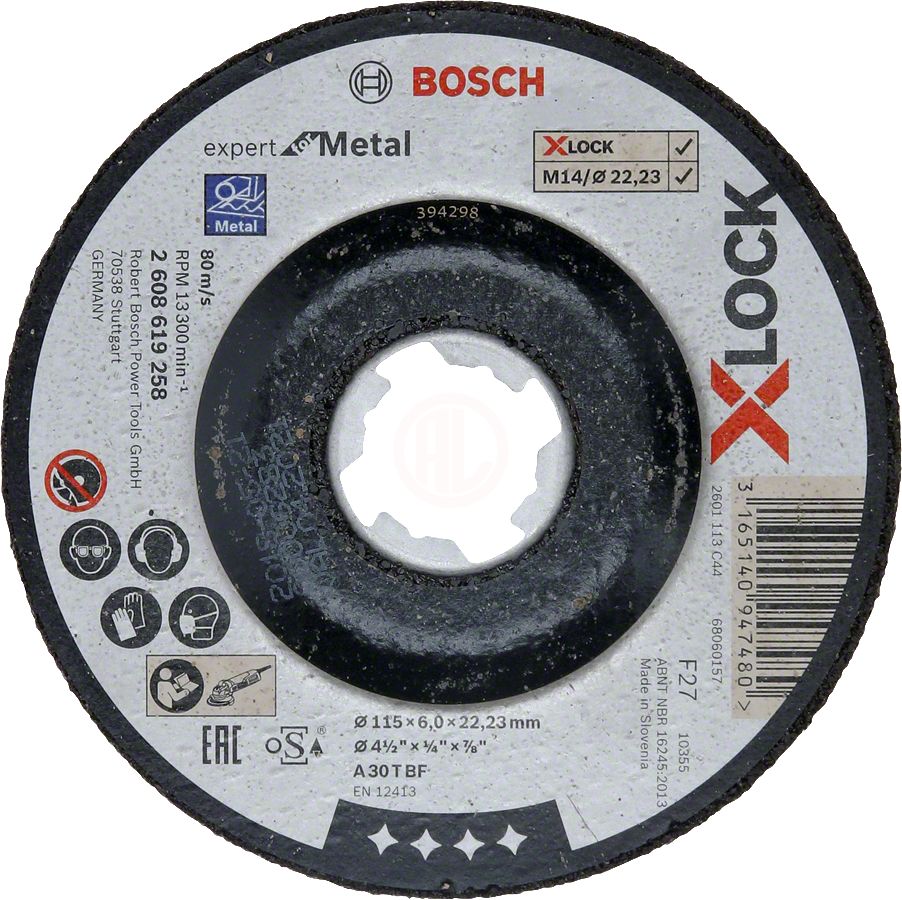 Bosch X-Lock Metal Taşlama Diski Expert For Metal Bombeli 115x22,23x6,0 mm (A 30 T BF) - 2608619258